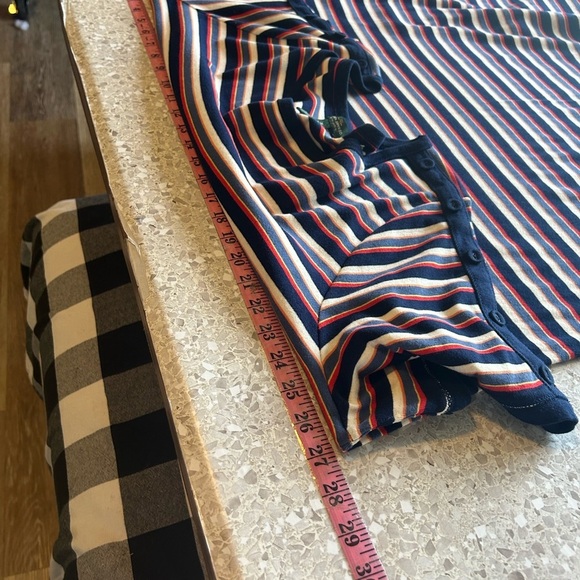 Ralph Lauren Multi Color Stripped 100% Cotton Midi Dress Button Sleeve Detail - Picture 9 of 9